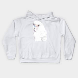 Goffin Tanimbar corella cockatoo watercolor portrait parrot Kids Hoodie